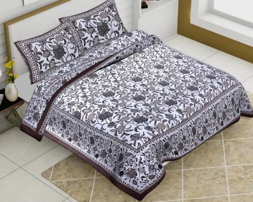Twill Printed Cotton King Size Bed Sheet (1 Flat Sheet & 2 Pillow Covers)