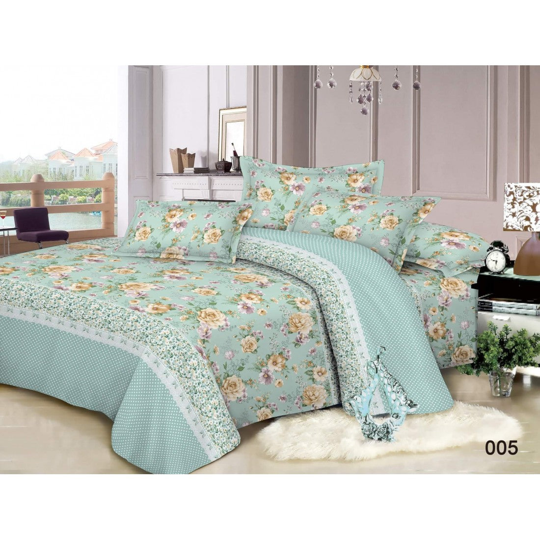 Twill Printed Cotton King Size Bed Sheet (1 Flat Sheet & 2 Pillow Covers)