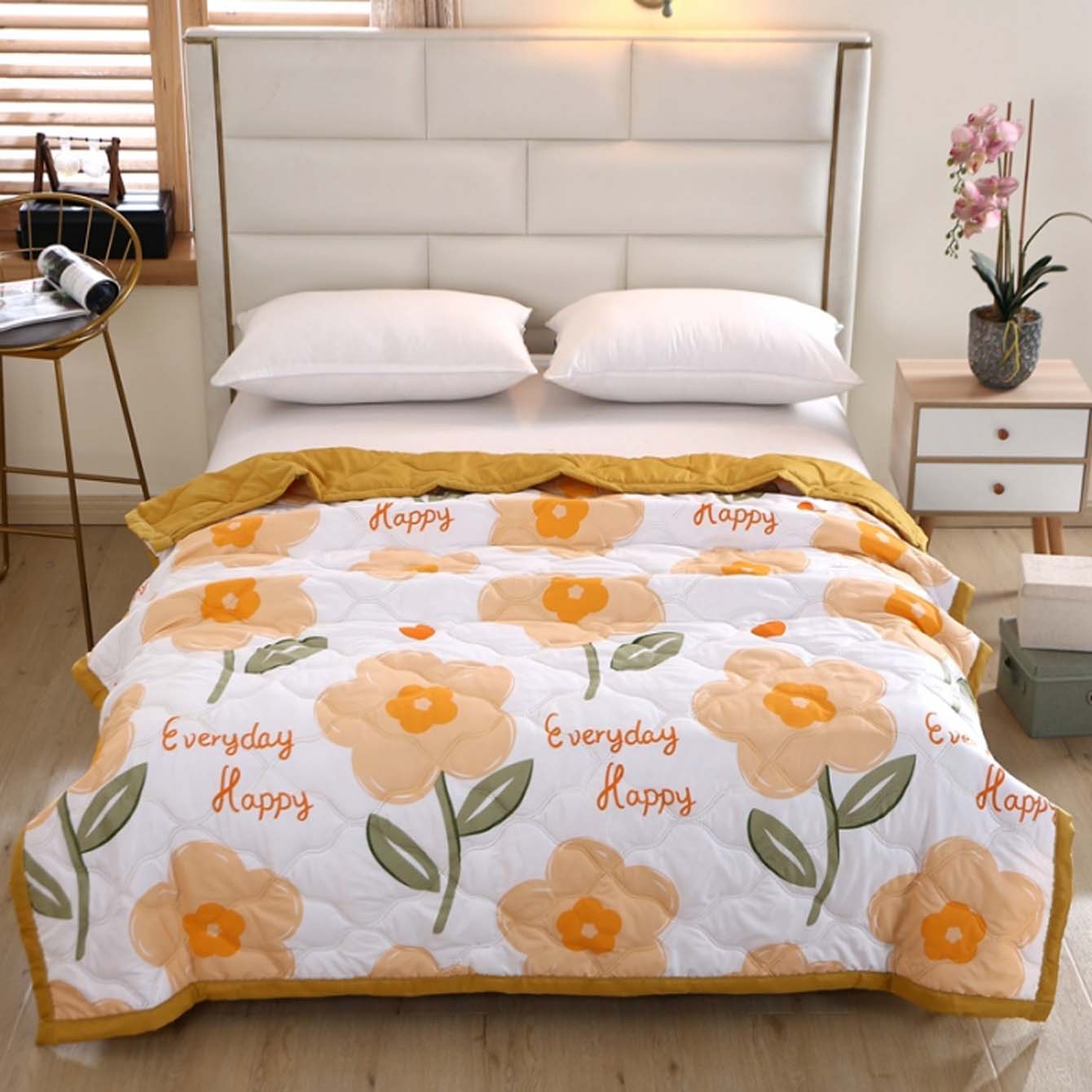 A washed quilt core, ground wool printed quilt, can be washed by washing machine, home bed products single and double quilt core