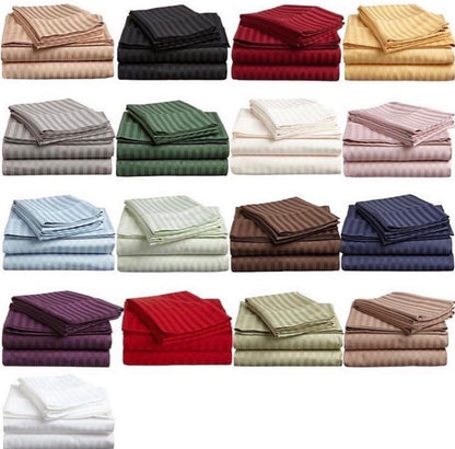 EGYPTIAN STRIPE BED SHEET WITH 2 PILLOW CASES