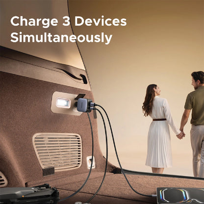 UGREEN 145W Retractable Cable With 2x Type-C+USB Car Charger – EC604 - 55910B