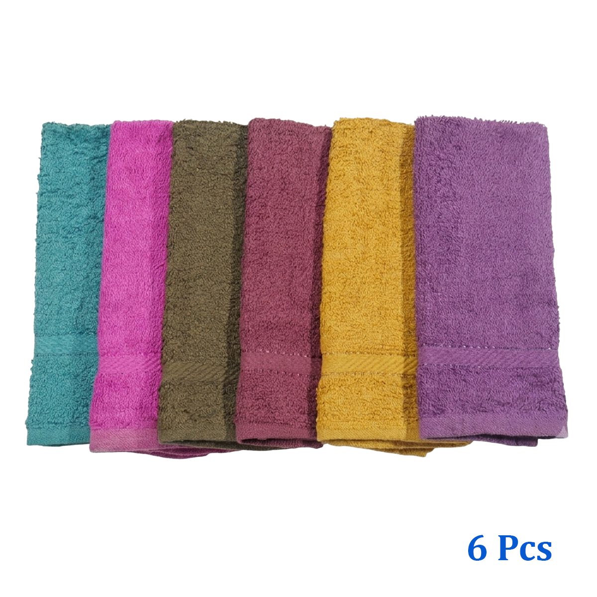 6-Piece Mixed Color Cotton Hand Towel Set 13x20 Inches