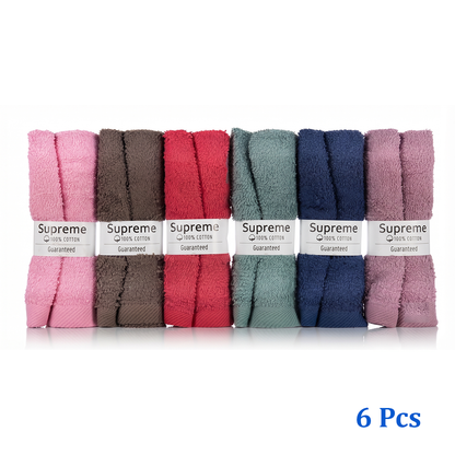 SUPREME Multi-Colour Cotton Hand Towels 13x20 Inches 6 PCS Pack