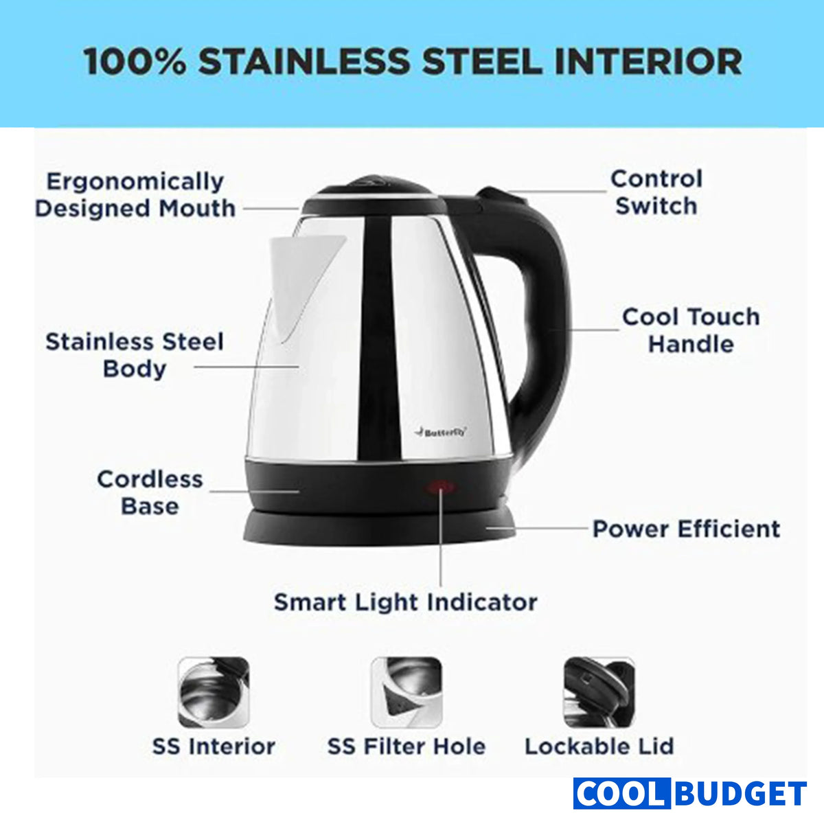 Butterfly 1.5L Electric Kettle (1500W) - 5