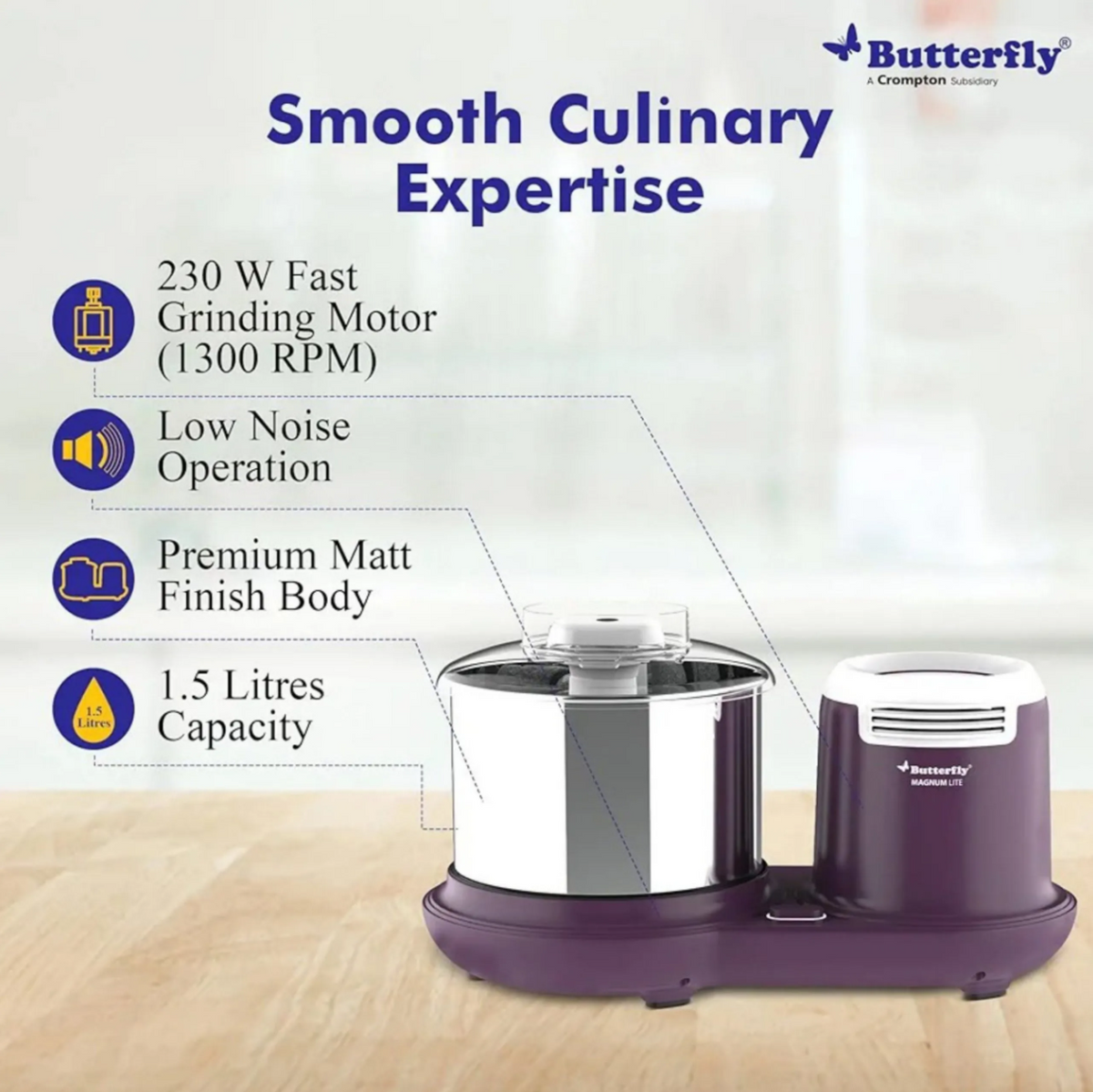 BUTTERFLY TABLE TOP WET GRINDER MAGNUM PL 2 LITER - 4