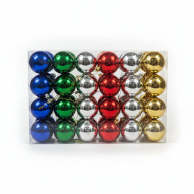 Christmas Ball Ornaments Set - Multi Color Metallic Collection (Blue, Green, Silver, Red & Gold) - 1