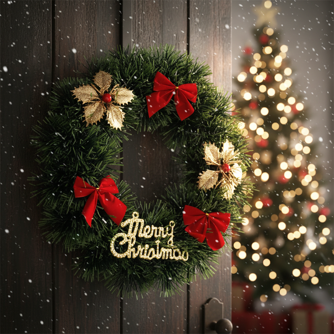 Christmas Decoration Garland Front Door Window Decoration Christmas Wreath Pendant Ornament - 2