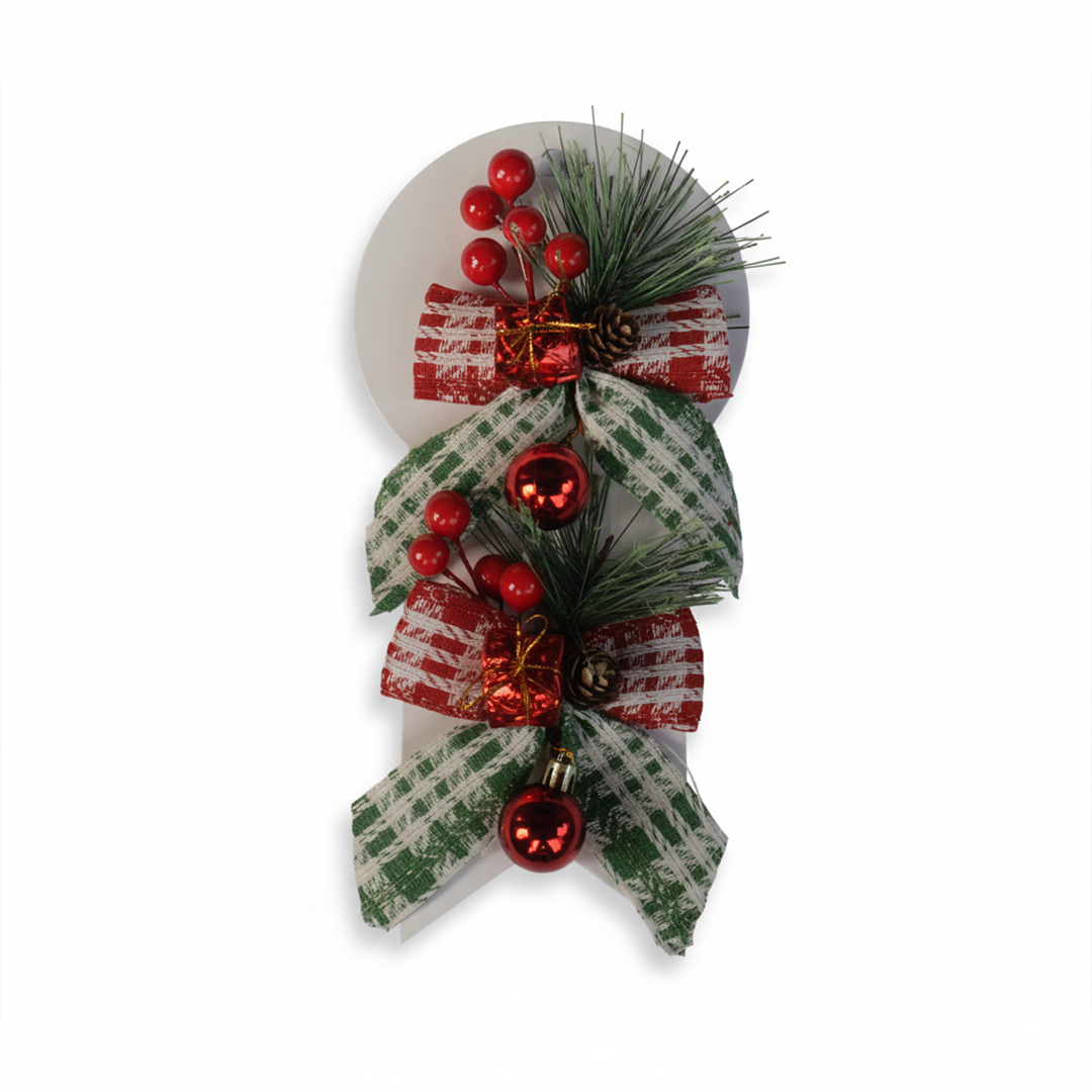 Christmas Wreath for Front Door Bowknot Pinecone Berries Window Wall Decorations - 1