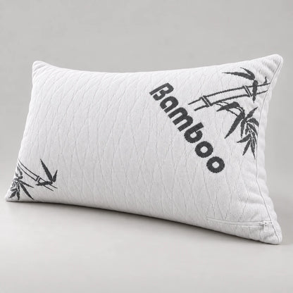 Close view of bamboo pillow knitted cover and adjustable zipper