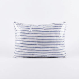 White everyday hollow-fibre pillow with classic blue striped cover