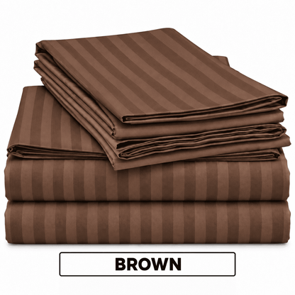 2 Pcs Offer Pack | Premium Egyptian Cotton Striped Bed Sheets | Soft, Stylish and Comfortable - Multi Colours - Free Delivery
