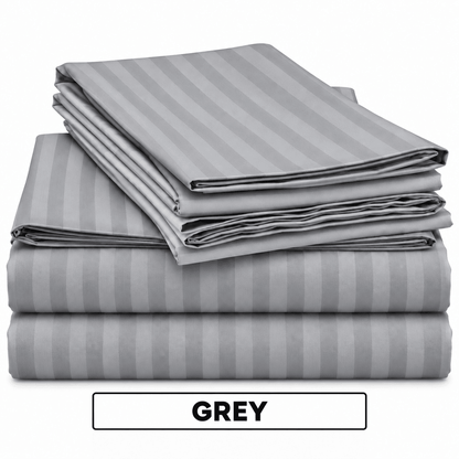 2 Pcs Offer Pack | Premium Egyptian Cotton Striped Bed Sheets | Soft, Stylish and Comfortable - Multi Colours - Free Delivery