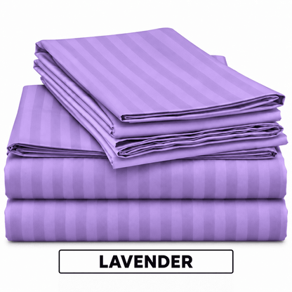 2 Pcs Offer Pack | Premium Egyptian Cotton Striped Bed Sheets | Soft, Stylish and Comfortable - Multi Colours - Free Delivery