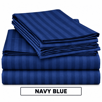 2 Pcs Offer Pack | Premium Egyptian Cotton Striped Bed Sheets | Soft, Stylish and Comfortable - Multi Colours - Free Delivery