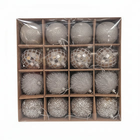 Elegant Silver Christmas Ornament Set - 16 Balls Premium Shatterproof Holiday Decorations - 1