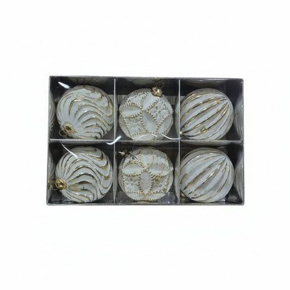 Elegant White and Gold Christmas Ball Ornaments Set - Textured Designer Collection - 1