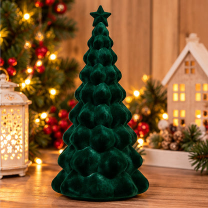 Emerald Green Velvet Tabletop Mini Christmas Tree with Star Topper – festive tabletop holiday display