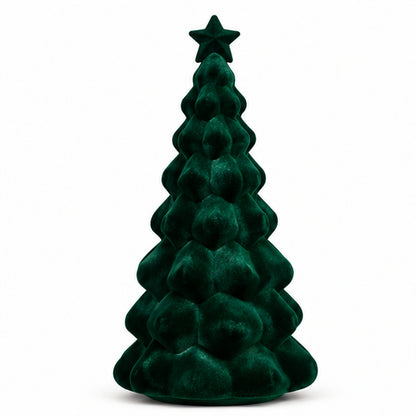Emerald Green Velvet Tabletop Mini Christmas Tree with Star Topper – front view on white background