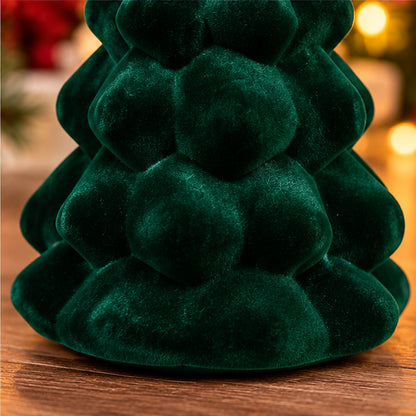 Emerald Green Velvet Tabletop Mini Christmas Tree with Star Topper – plush velvet flocking texture detail