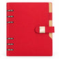 Executive 6-Ring Refillable Leather Binder Notebook in Crimson Red Cover