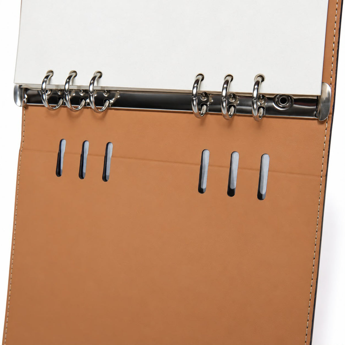 Executive 6-Ring Leather Binder Interior Tan Lining, Card Slots and Stainless Steel Mechanism