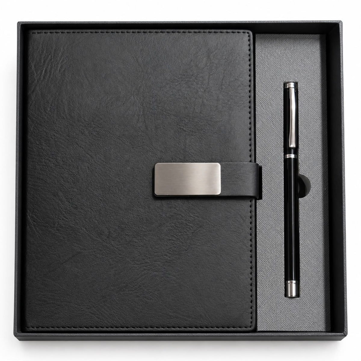 Executive Leather Organizer Journal & Pen Corporate Gift Set in Luxury Presentation Box