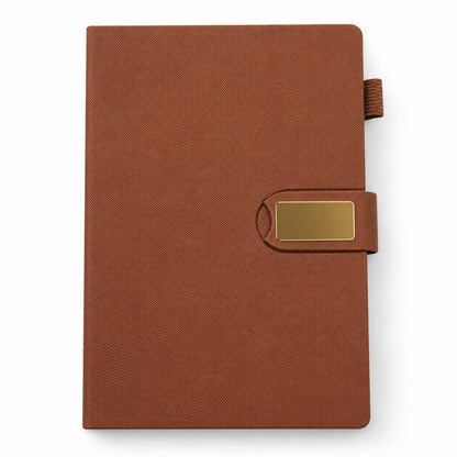 Executive Saffiano Leather Journal Standalone in Saddle Brown Cover