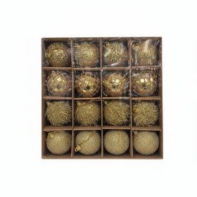 Gold Christmas Ornament Set - 16 Balls Premium Shatterproof Tree Decorations - 1