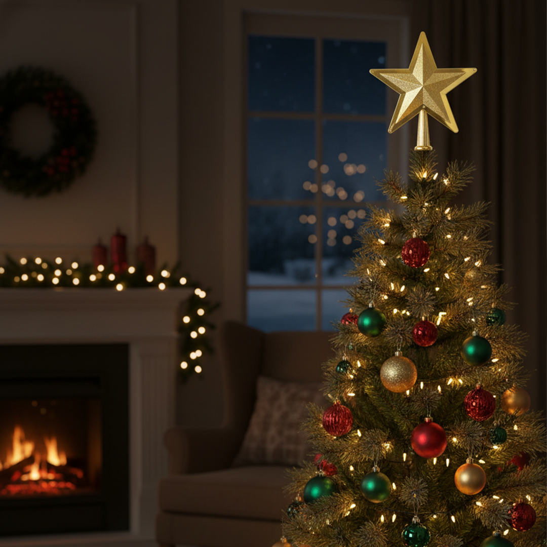 Gold Christmas Tree Top Star – Hanging Christmas Decoration - 2