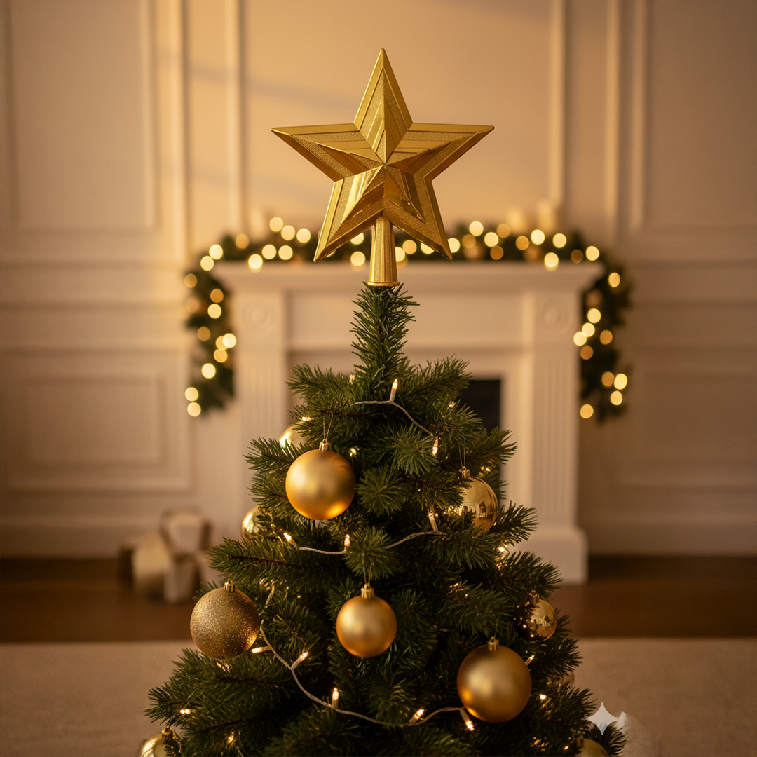 Gold Christmas Tree Top Star – Hanging Christmas Decoration - 3