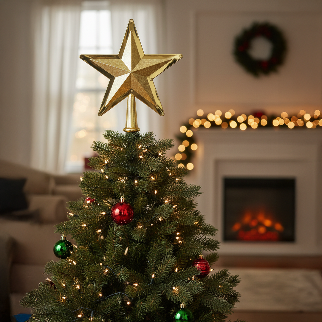Gold Christmas Tree Top Star – Hanging Christmas Decoration - 3
