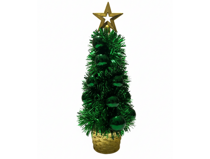Mini Table Top Christmas Tree – 27 cm (Tinsel & Bauble Decor) - 1