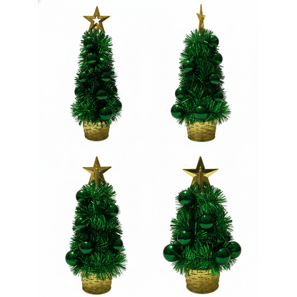 Mini Table Top Christmas Tree – 27 cm (Tinsel & Bauble Decor) - 3