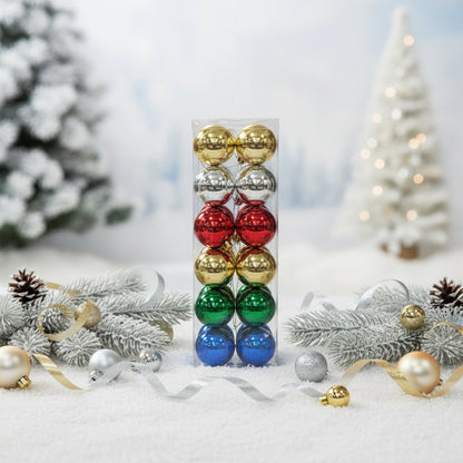 Multicolor Metallic Christmas Ornament Set - Shatterproof Ball Ornaments in Gold, Silver, Red, Green & Blue - 3