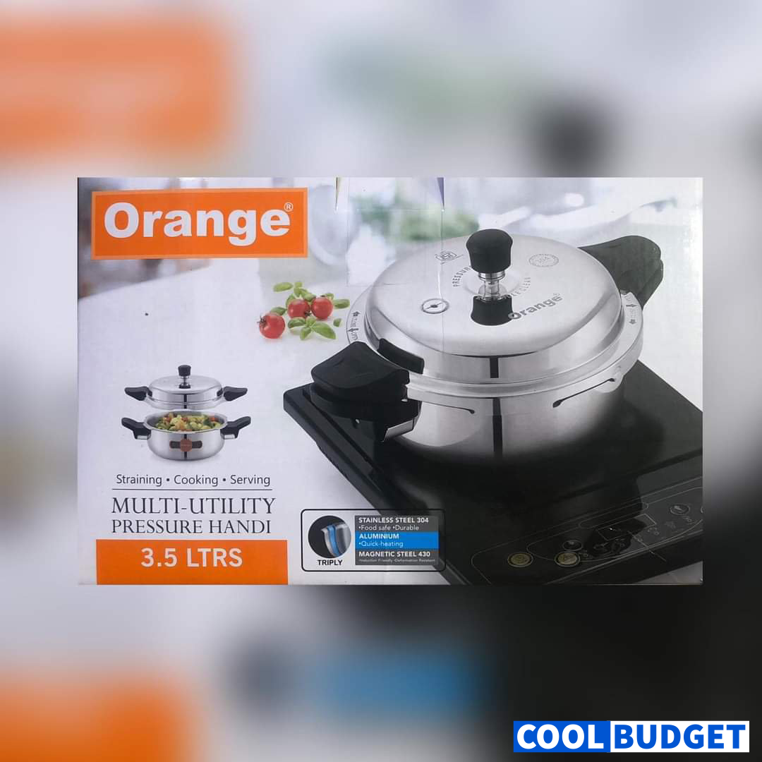 Orange Triply Pressure Cooker – 3.5 Litres - 2