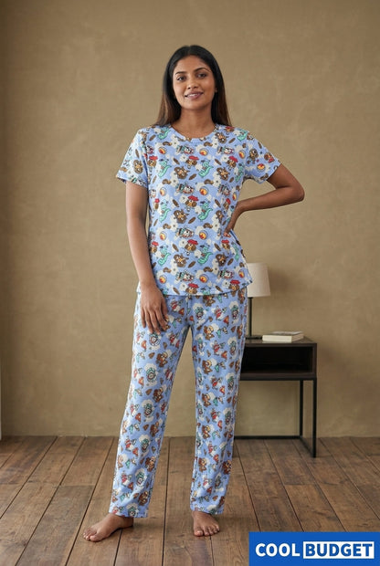 Pijama Night Full Kit Half Sleeve Top And long Pant - 8
