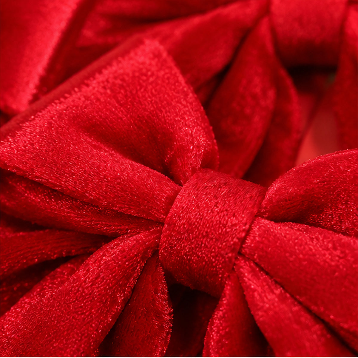 Plush Red Velvet Christmas Tree Bows – Set of 3 – red velvet fabric texture closeup