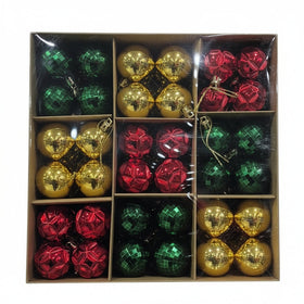 Premium Christmas Ornament Ball Set - 36 Balls Multi-Color Collection (Gold, Red & Green) - 1