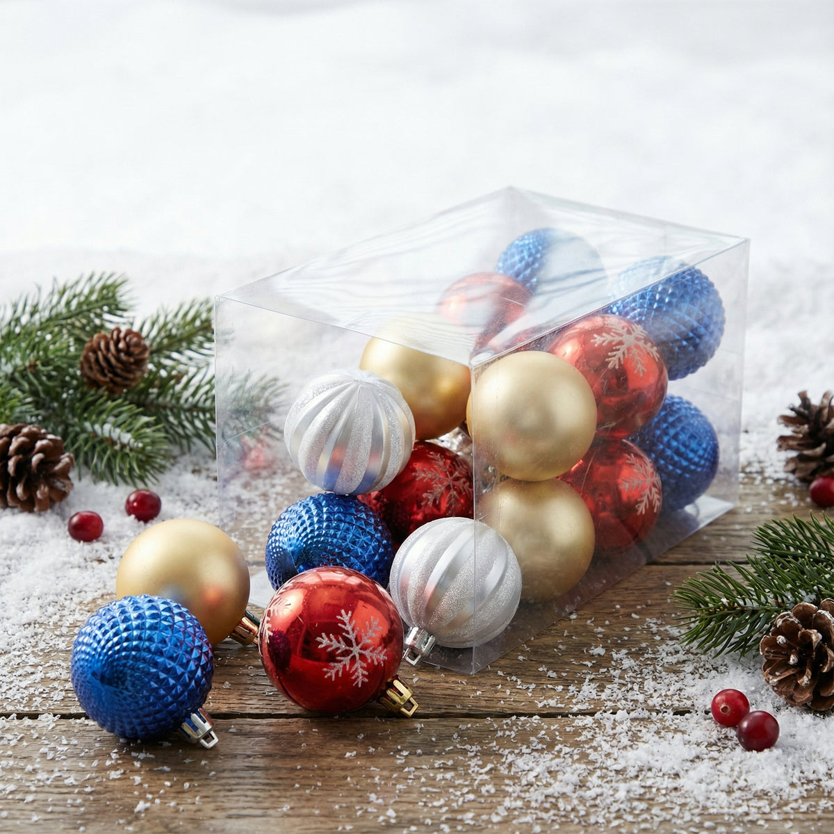 Premium Multi-Color Christmas Ornament Set - White, Gold, Red & Blue Collection - 2