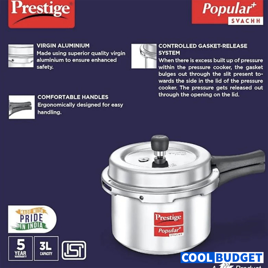 Prestige Svach 3L Aluminium Pressure Cooker – No Spill - 3