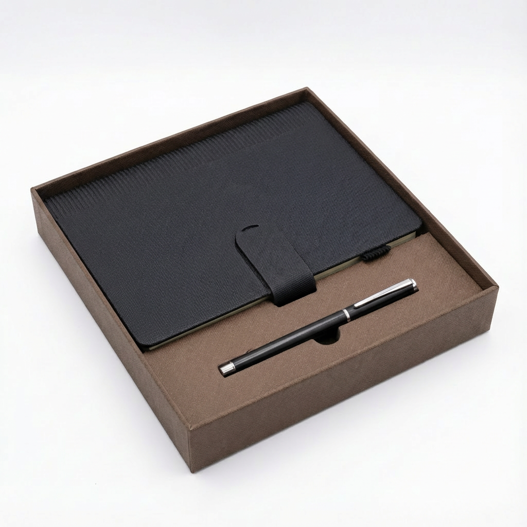 Professional Blue Textured Notebook Pen Gift Set - 3