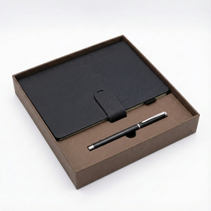 Professional Blue Textured Notebook Pen Gift Set - 3