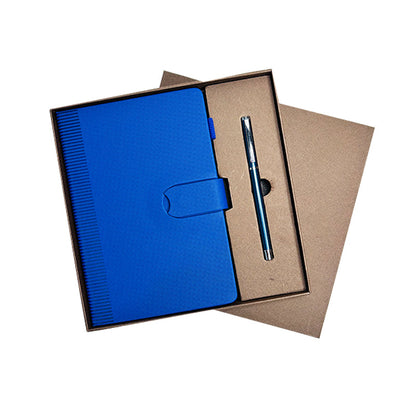 Professional Blue Textured Notebook Pen Gift Set - 6