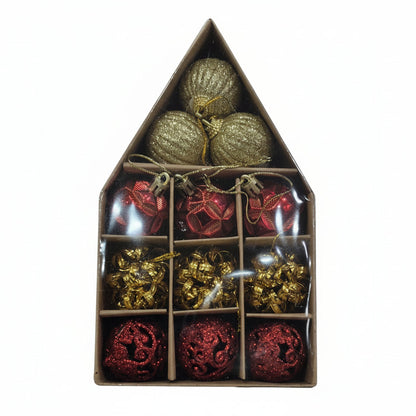 Red & Gold Christmas Hanging Ornaments -Decorative Baubles - 1