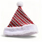 Red & Silver Striped Knit Christmas Santa Hat - 1