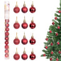12 Pcs Red Color Christmas Baubles – Shatterproof Dark Grey Tree Decorations (3.5 cm)