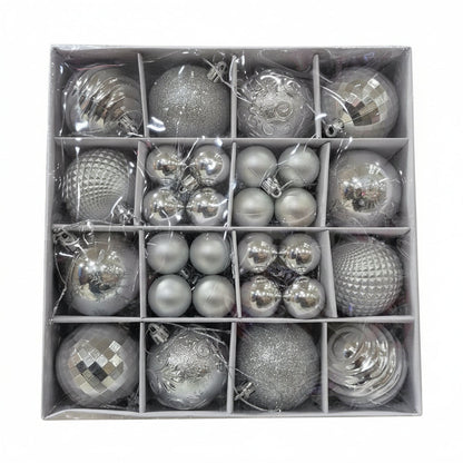 Silver Christmas Ornament Collection - Assorted Styles and Textures - 1