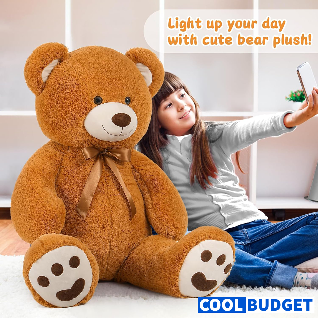 Teddy Bear Stuffed Animal 4ft, Big Teddy Bear Plush for Baby Shower, Life Size Stuffed Bear Gifts for Kids, Girls, Girlfriend, Women on Valentine, Christmas, Birthday（Brown ) - 3