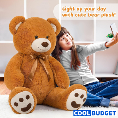 Teddy Bear Stuffed Animal 4ft, Big Teddy Bear Plush for Baby Shower, Life Size Stuffed Bear Gifts for Kids, Girls, Girlfriend, Women on Valentine, Christmas, Birthday（Brown ) - 3