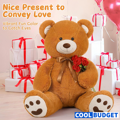 Teddy Bear Stuffed Animal 4ft, Big Teddy Bear Plush for Baby Shower, Life Size Stuffed Bear Gifts for Kids, Girls, Girlfriend, Women on Valentine, Christmas, Birthday（Brown ) - 4